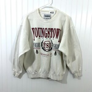 VTG Danaggers Youngstown State University Penguins Crewneck Sweatshirt Cream L